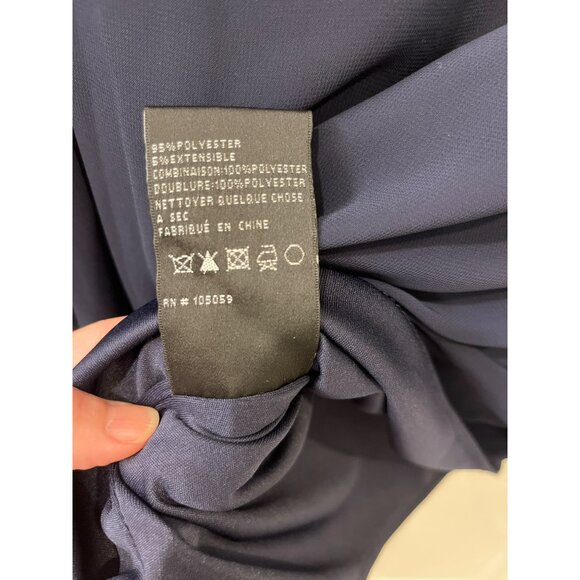 Xscape Navy Blue Dress Size 22W Ruffle Sleeve Sheer Overlay Evening Gown - Picture 8 of 8